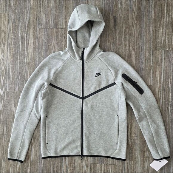 Nike Tech Fleece Windrunner Jacket Heather Grey Black Men's Medium M Hoodie New - Picture 1 of 16